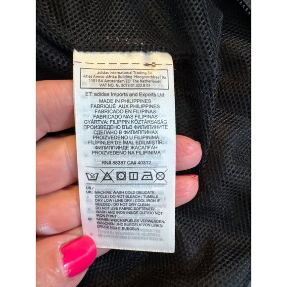 Adidas Outline Legend Ink Windbreaker Black Lightweight Hooded Jacket Size L - Picture 16 of 16